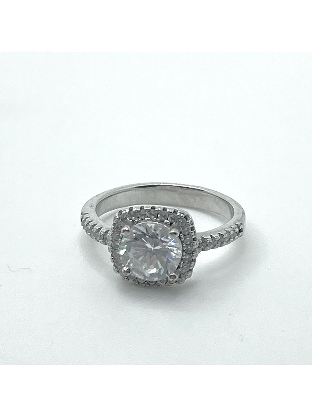 Sterling Silver & Cubic Zirconia Engagement Promise Cocktail Ring Size 6